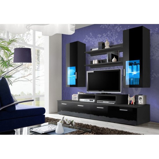 Showing image for Wall Unit Set MINI Black Wall Unit Set MINI Black Furniture, Furniture Wall Units, Modern Furniture Wall Units image