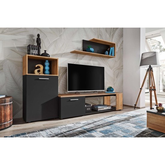 Showing image for Wall Unit Set MAZE I Black Wall Unit Set MAZE I Black Furniture, Furniture Wall Units, Modern Furniture Wall Units image