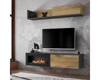 Showing image for Wall Unit Set DALLAS B Antracyt with a bio-fireplace Wall Unit Set DALLAS B Antracyt with a bio-fireplace image