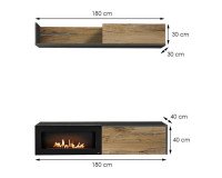 Showing image for Wall Unit Set DALLAS B Antracyt with a bio-fireplace Wall Unit Set DALLAS B Antracyt with a bio-fireplace image