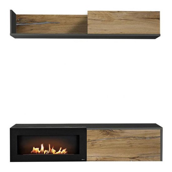 Showing image for Wall Unit Set DALLAS B Antracyt with a bio-fireplace Wall Unit Set DALLAS B Antracyt with a bio-fireplace image