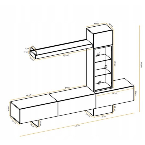 Showing image for Wall Unit Set RISE with lighting Wall Unit Set RISE with lighting image