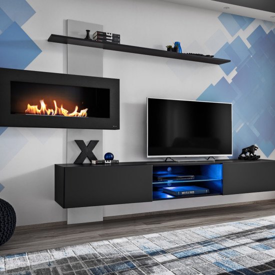 Showing image for Wall Unit Set FLAME B with a bio-fireplace Wall Unit Set FLAME B with a bio-fireplace Furniture, Furniture Wall Units, Modern Furniture Wall Units image