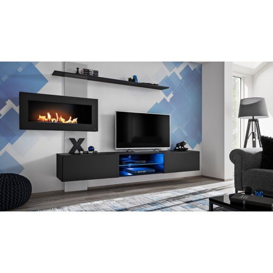 Showing image for Wall Unit Set FLAME B with a bio-fireplace Wall Unit Set FLAME B with a bio-fireplace Furniture, Furniture Wall Units, Modern Furniture Wall Units image