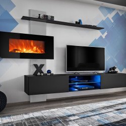 מזנון לסלון FLAME E עם קמין חשמלי