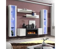 Showing image for Hanging wall unit FLY M2 with biofireplace and lighting - White Hanging wall unit FLY M2 with biofireplace and lighting - White image