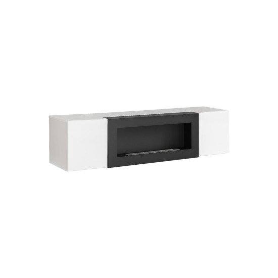 Showing image for Hanging wall unit FLY M2 with biofireplace and lighting - White Hanging wall unit FLY M2 with biofireplace and lighting - White image