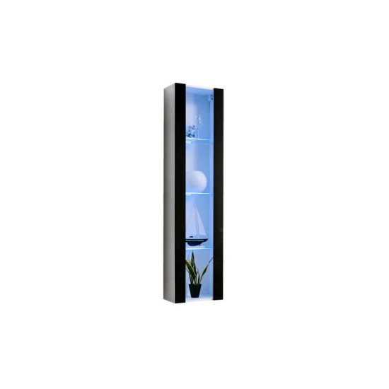 Showing image for Hanging wall unit FLY M2 with biofireplace and lighting - White / Black Hanging wall unit FLY M2 with biofireplace and lighting - White / Black Furniture, Furniture Wall Units, Modern Furniture Wall Units image