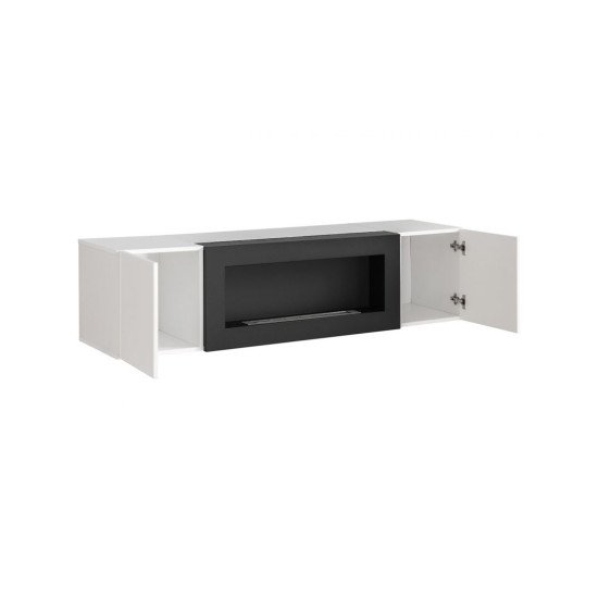 Showing image for Hanging wall unit FLY M2 with biofireplace and lighting - White / Black Hanging wall unit FLY M2 with biofireplace and lighting - White / Black Furniture, Furniture Wall Units, Modern Furniture Wall Units image
