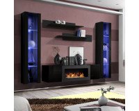 Showing image for Hanging wall unit FLY M2 with biofireplace and lighting - Black Hanging wall unit FLY M2 with biofireplace and lighting - Black image