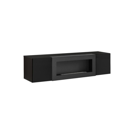 Showing image for Hanging wall unit FLY M2 with biofireplace and lighting - Black Hanging wall unit FLY M2 with biofireplace and lighting - Black image