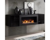 Showing image for Hanging wall unit FLY M2 with biofireplace and lighting - Black Hanging wall unit FLY M2 with biofireplace and lighting - Black image