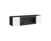 Hanging wall unit FLY M3 with biofireplace and lighting - Black / White image