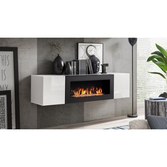 Showing image for Hanging wall unit FLY N1 with biofireplace - White Hanging wall unit FLY N1 with biofireplace - White image