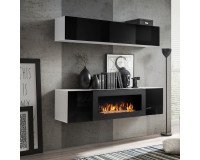 Showing image for Hanging wall unit FLY N1 with biofireplace - White / Black Hanging wall unit FLY N1 with biofireplace - White / Black Furniture, Furniture Wall Units, Modern Furniture Wall Units image