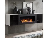 Showing image for Hanging wall unit FLY N1 with biofireplace - White / Black Hanging wall unit FLY N1 with biofireplace - White / Black Furniture, Furniture Wall Units, Modern Furniture Wall Units image