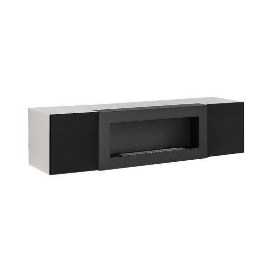 Showing image for Hanging wall unit FLY N1 with biofireplace - White / Black Hanging wall unit FLY N1 with biofireplace - White / Black Furniture, Furniture Wall Units, Modern Furniture Wall Units image