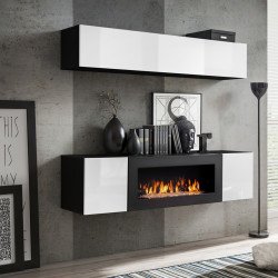 מזנון תלוי FLY N1 עם ביו-קמין - Black / White