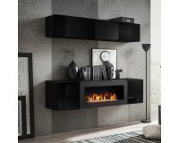 Showing image for Hanging wall unit FLY N1 with biofireplace - Black Hanging wall unit FLY N1 with biofireplace - Black image