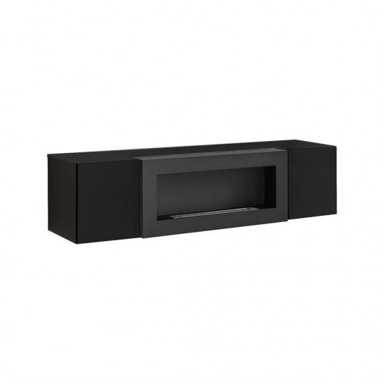 Showing image for Hanging wall unit FLY N1 with biofireplace - Black Hanging wall unit FLY N1 with biofireplace - Black image