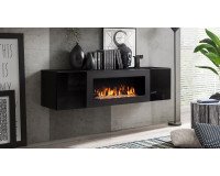Showing image for Hanging wall unit FLY N1 with biofireplace - Black Hanging wall unit FLY N1 with biofireplace - Black image