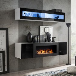 מזנון תלוי FLY N2 עם ביו-קמין ותאורה - White / Black