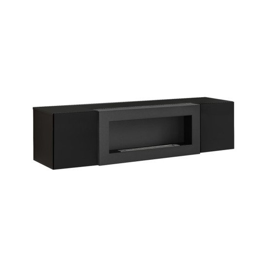 Showing image for Hanging wall unit FLY N2 with biofireplace and lighting - Black Hanging wall unit FLY N2 with biofireplace and lighting - Black image