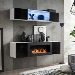 מזנון תלוי FLY N3 עם ביו-קמין ותאורה - White / Black