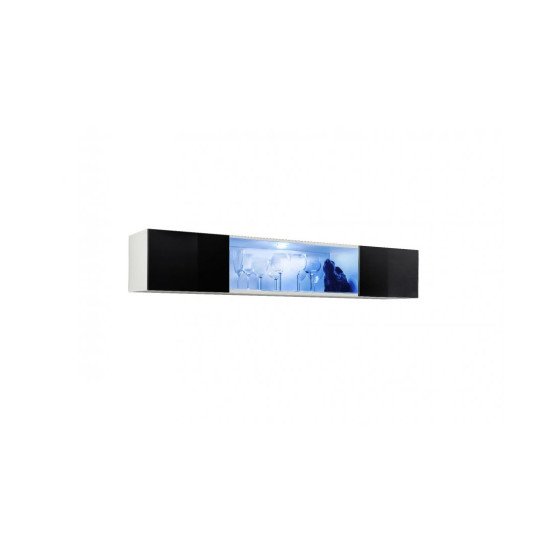 Showing image for Hanging wall unit FLY N3 with biofireplace and lighting - White / Black Hanging wall unit FLY N3 with biofireplace and lighting - White / Black image