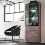 Tall showcase PLANK with LED lighting