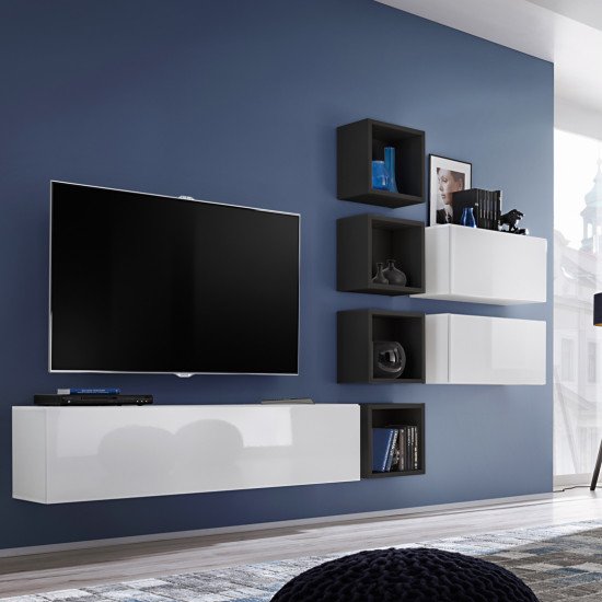 Showing image for Wall Unit BLOX VII White/Black Wall Unit BLOX VII White/Black Furniture, Furniture Wall Units, Modern Furniture Wall Units, Collection BLOX image
