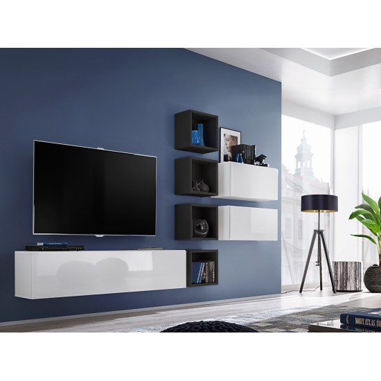 Showing image for Wall Unit BLOX VII White/Black Wall Unit BLOX VII White/Black Furniture, Furniture Wall Units, Modern Furniture Wall Units, Collection BLOX image