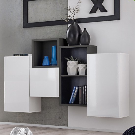Showing image for Mini Wall Unit BLOX III White/Black Mini Wall Unit BLOX III White/Black Furniture, Furniture Wall Units, Modern Furniture Wall Units, Collection BLOX image