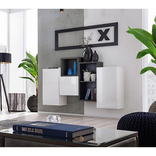 Showing image for Mini Wall Unit BLOX III White/Black Mini Wall Unit BLOX III White/Black Furniture, Furniture Wall Units, Modern Furniture Wall Units, Collection BLOX image