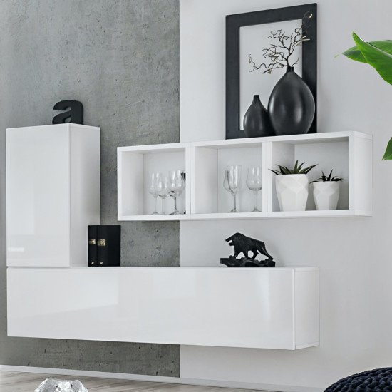 Showing image for Mini Wall Unit BLOX VI White Mini Wall Unit BLOX VI White Furniture, Furniture Wall Units, Modern Furniture Wall Units, Collection BLOX image