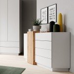Chest of Drawers 3D (F) white with wood trim