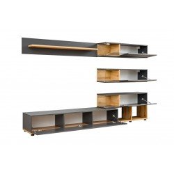 SILK Grey/Wellington - Living Room Wall Unit