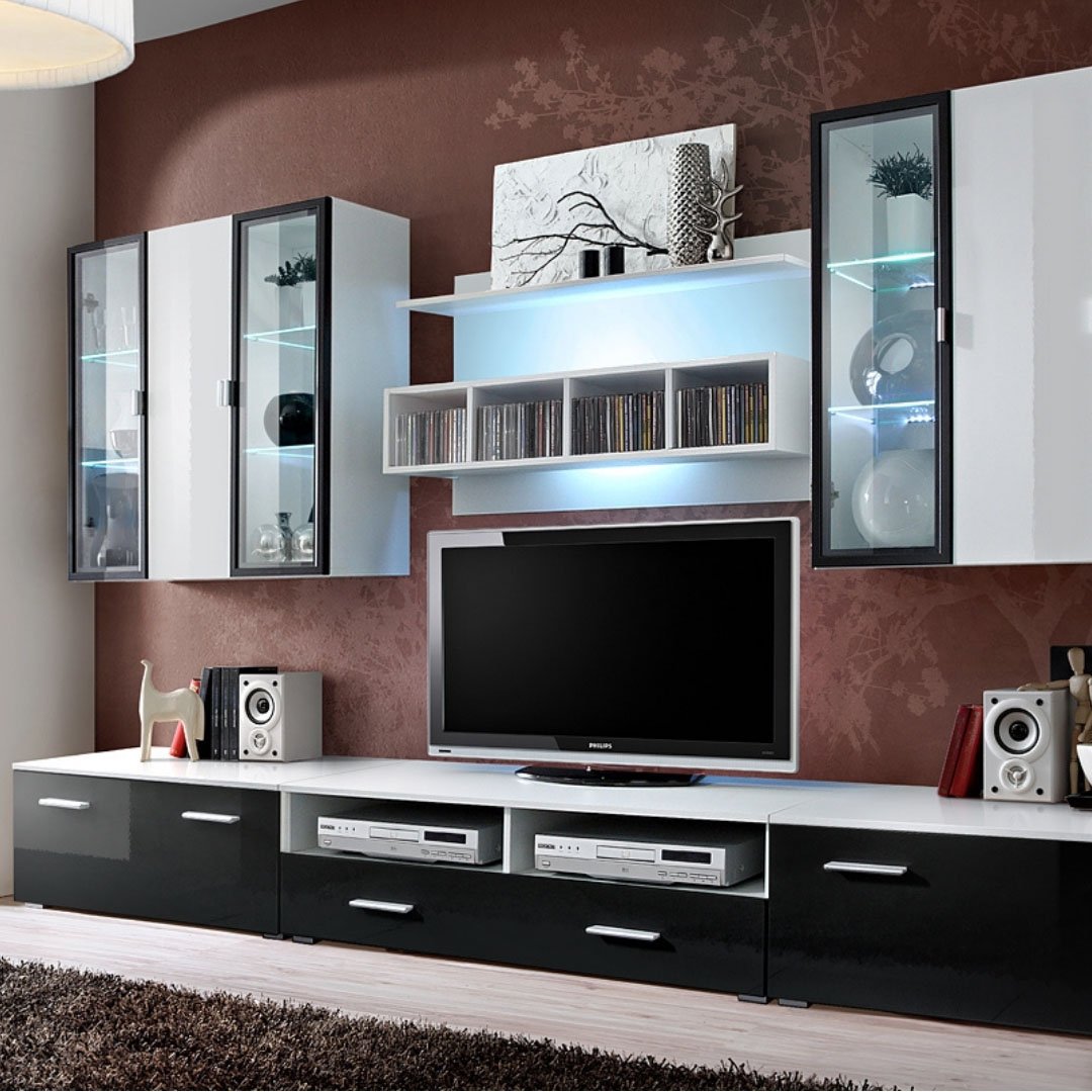 QUADRO White/Black Wall Unit Set QUADRO White/Black Wall Unit Set