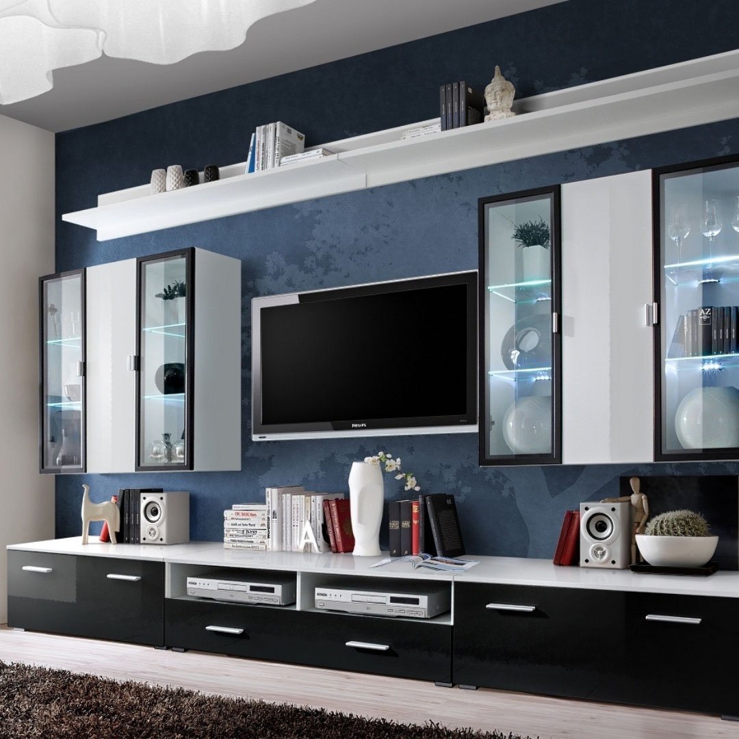 ICELAND White/ Black Wall Unit Set ICELAND White/ Black Wall Unit Set
